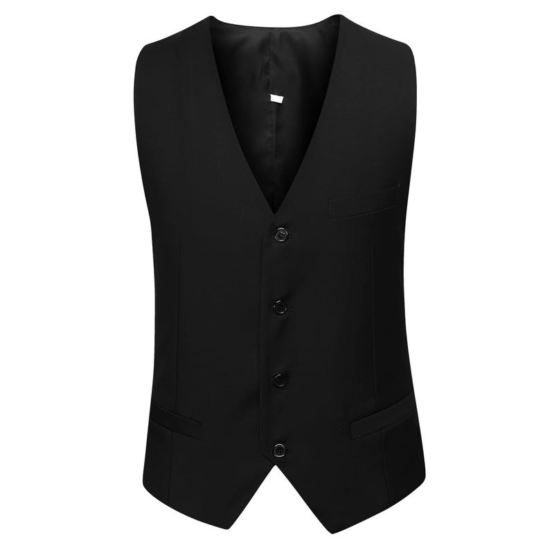 YFFUSHI Men's 3 Piece Suit Sets Slim Fit One Button Blazer with Vest & Pants, Professional Business Wedding Suits Black - Image 4